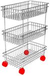 Garbnoire Stainless Steel 3-Layer Kitchen basket Rack | Multipurpose Fruit and Vegetable Storage Basket | Kitchen Utensils Organizer | Trolley Kitchen Stand with rolling casters