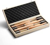SainSmart 4 PCS Carbide Wood Lathe Turning Tool Set, Diamond, Round, and Square Replaceable Carbide Inserts, Ergonomic Wood Handle, for Turning Pens or Projects, One Wooden Storage Case