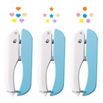 UCEC 3 Pack Paper Craft Hole Punch Shapes, 1/4 Inch Single Hole Puncher for Crafts, Small Handheld Circle Star Hole Punch Heart Hole Punch, 3 Heart Star Hole Puncher for Tags Clothing Ticket