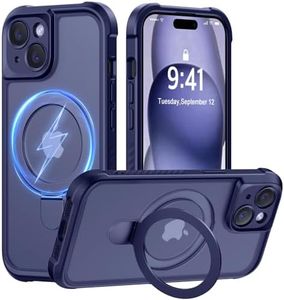 MOCCA Design for iPhone 15 Case with Magnetic Invisible Stand [Full Camera Protection] [Compatible with Magsafe] Military Drop Shockproof Translucent Matte Phone Case Cover 6.1",Deep Blue