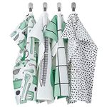 RINNIG Tea Towel 100% Cotton Super Absorbent Kitchen Towel , Multipurpose Kitchen Napkin , Table Cloth , Dish Towels(White/Green/Patterned ) 45x60 cm (18x24 )