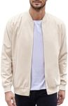 COOFANDY Light Bomber Jacket for Men Fashion Flight Jacket Casual Varisty Jacket Beige, XX-Large