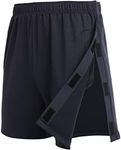 Deyeek Mens Tearaway Shorts After Knee Surgery Snap On Shorts for Women Hospital Break Away Post Surgery Pants with Pockets Navy Blue