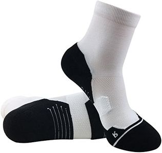 HUSO Tennis Quarter Compression Socks for Men Youth Light Weight Comfort Quick Wicking No Odor Socks for Women, White 1-Pack
