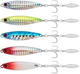 Dr.Fish 5 Pack Metal Jigging Spoon Saltwater Fishing Spoons Lures Striper Lures Casting Spoons Vertical Diamond Freshwater Surf Fishing Lures Bass Mackerel Halibut 1/2oz