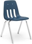 Virco 9018 School Chair, 18" Seat Height (4 Chairs) for Students 5th Grade - Adult, Ideal for Classrooms and Institutions, Stackable Chrome Frame - Navy