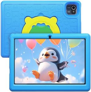 Lville Tablette Enfants, 10 Pouces Android 13 Tablettes 1280x800 IPS, 5000mAh Quad Core, 6Go+64G0+128Go, Kidoz Pré-Installé, WiFi, Bluetooth, Double Caméra Tablette pour Enfant (Blu, 10.1 inch)