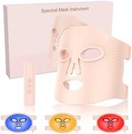 Vhipu LED Face Mask - Light Therapy Mask for Acne Treatment - Red Light Therapy Mask with Individually Controlled Lights of Red/Blue/Yellow - Suitable for Travel and Home Use Anywhere
