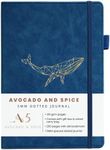 A5 Dotted Journal Notebook by Avocado and Spice® with Gift Box & Velvet Bag - Bullet Planner Dotted Journal - Dotted Notebook A5 - Bookmark, Elastic Strap, Pen Holder, 200 Thick Page (Blue, Dotted)