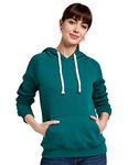 Amazon Brand - Symbol Women's Cotton Blend Hooded Neck Regular Fit Sweatshirt (AW18WNSSW02_Forest Green_Medium_Forest Green_M)