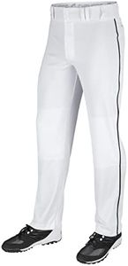 Champro Men's Standard Triple Crown Open Bottom Adult Baseball Pants, White, Black Pipe, Medium