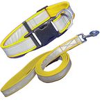 Payton Perry Reflective Dog Collar & Leash, Quick Release Buckle, Pet Collar, Leash for Small Medium Large Breed Dogs (Recommended for 25-35kg pet) (Large, Yellow)