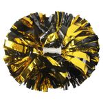 Lovecheer 2PCS Pom Poms Cheerleading Gold and Black Metallic Cheer Pom Poms with Baton Handle for Sports Team Spirit Party Cheering