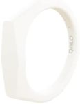 QALO Women's Rubber Silicone Ring, Signet Stackable, Wedding Ring for Women, Breathable, Durable Engagement Silicone Band, 4.3mm Wide 2.4mm Thick, Essential White, Size 7