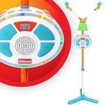 Kids Karaoke Machine and Music Player with Two Mics, Bluetooth and Aux Connectivity, LED Lights, and Sound Effects