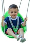 Swurfer Coconut Toddler Swing – Comfy Baby Swing Outdoor, 3- Point Adjustable Safety Harness, Secure, Safe Quick Click Locking System, Blister-Free Rope, Easy Installation, Ages 9 Months and Up, Green