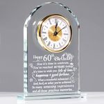 Happy 60th Birthday Quartz Clock Gifts for Women Men, Glass Keepsake Happy 60th Birthday Presents for Her Turning 60 Years Old Ornament