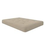 DHP Trule 8-Inch Pocket Spring Coil Futon Mattress, Polyester Linen, Full, Sandy Beige