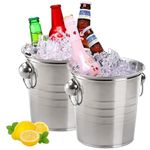 2 Pack 3 Quart Ice Buckets, Stainless Steel Beverage Tub with Handles, Haevy-Duty Champagne Bucket Metal Drink Cooler for Beer, Wine, Party Supplies - 3 Liter, Home Bar Use