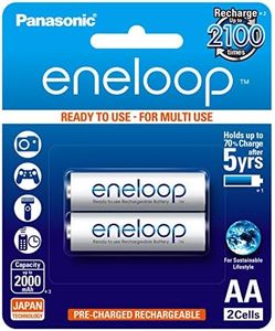 Panasonic BK-3MCCE/2BN Eneloop(Up to 2000 mAH) AA Ni-Mh Pre-Charged Rechargeable Batteries, 2-Battery Pack