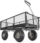 Gorilla Carts 800 Pound Capacity Heavy Duty Durable Steel Mesh Convertible Flatbed Garden Outdoor Hauling Utility Wagon Cart, Black