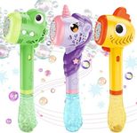 VATOS 3PCS Automatic Bubble Wands, Bubble Maker Machine with Light & Music for Kids, Bubble Maker Gun with 3 Bubble Refill Solution, Outdoor Garden Party Wedding Birthday Gift for 3+ Boys Girls