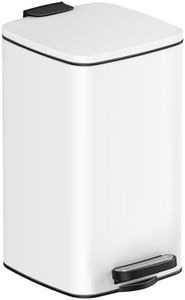 SONGMICS Papelera Baño, Cubo de Basura de Baño, 8 L Cubo Basura Compacta, con Pedal, para Espacios Pequeños, con Tapa de Cierre Suave, Acero, Blanco LTB591W0802