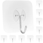 Latoxcaa Heavy Duty Adhesive Wall Hooks - Strong & Transparent, Hold up to 22lb, Waterproof & Reusable, Ideal for Kitchen, Bathroom, and Office (10 Pack)