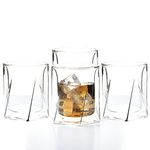 LEMONSODA Double Wall Whiskey Glasses - Insulated Clear Cup Design - Set of 4-300 ml - Premium Whiskey Glasses for Scotch, Single Malt, Whiskey, Bourbon, Rye - Old Fashioned Glass