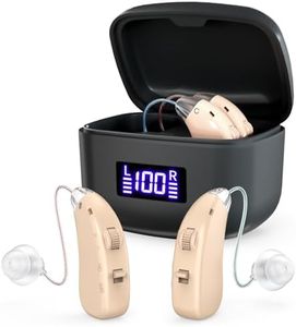 hearing aids for seniors，rechargeable hearing aids with noise cancelling,behind-the-ear RIC Hearing Aids with Real Voice, Invisible Comfortable without Whistling ， Charging Box Displaying Power，small OTC Digital hearing aid