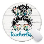 ZHANTUONE Teacher Life Round Mouse pad with Non-Slip Rubber and Stitched Edges Desk Accessories Office Gifts for Women Friends Besties Daughter Graduation Friendship Birthday Gifts