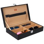 LEDO Sunglasses Box Organizer Holder Case in Black Color with 6 Slots for Sunglasses Black & Cream Color