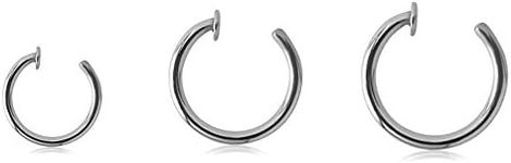 FIFTH CUE Flat Disc Nose Hoop 316L Surgical Steel Ring (Steel | 18GA | *ALL 3 SIZES*)