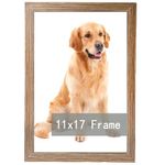 11x17 Picture Frame Display 11x17 Without Mat, Photo Frames for Wall Mounting or Table Top Display, Engineered Wood with Hd Plexiglass - Horizontal and Vertical,Brown