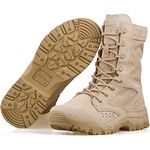 HANAGAL Men's Military Boots Lightweight Army Combat Tactical Military Boots For Men Hunting Jungle Hiking Work Boots Size 7 Tan