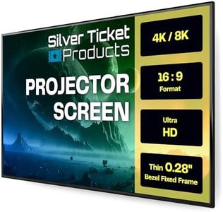 Silver Ticket Products S7 Series 6 Piece Thin Bezel Home Theater Fixed Frame 4K/8K Ultra HD, HDTV, HDR & Active 3D Projection Screen, 16:9 Format, 120" Diagonal, Grey Material S7-169120-G