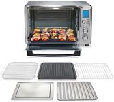 Hamilton Beach 6-in-1 Sure Crisp Air Fryer Toaster Oven Combo & Electric Indoor Grill, 450 F Searing Temp, Bake, Broil, Toast and Pizza Function, .88 cu. ft., 6 Slice Capacity, Stainless Steel (31395)