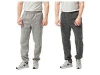 TEX2FIT 2-Pack Men's Jogging Pants with Side Pockets, Elastic Bottom, Soft Fleece Sweat Pants (Light Grey Melange/Dark Grey Melange, Medium)