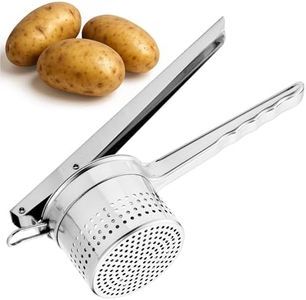 Navaris Food Mill - 8.1" Stainless Steel Rotary Food Mill with Hand Crank and 3 Grinding Discs - Grind & Puree Tomato Sauce, Mashed Potatoes - or for Canning Applesauce (350ml)
