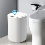 Bathroom Bin Motion Sensor Trash Can - 12L Automatic Garbage Can, Slim Plastic Smart Touchless Trash Can with Lid, Waterproof Intelligent Trash Bin for Bedroom Bathroom Toilet Kitchen Office (Round)