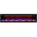 Valuxhome 74 Inches Fireplace, Recessed Mounted Electric Fireplace Insert with Overheating Protection, Logset and Crystal, Touch Screen, 1500W/750W, Black (Incl. Trim Parts)