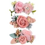 PALAY 3 Pack Flower Hair Clips For Girls Kids, Handmade Floral Hair Bow Hair Accessories For Girls, Baby Toddlers, Teens Gifts, Multi