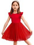 Arshiner Girls Playwear Dress Toddler Summer Dresses Formal Tutu Gown Dress (Red, 2T)