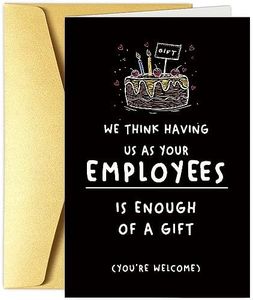 Obbyidk Funny Happy Birthday Card for Employer Leader, Birthday Card for Boss Managers, Happy Boss’s Day Card Gift, As Your Employees Is Enough of a Gift