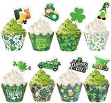 48 Pcs St.Patrick��’s Day Clover for St. Patrick’s Day Party Favor Supplies Decorations Food Cake Decor Birthday