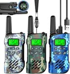 Inspireyes Walkie Talkies for Kids Rechargeable, 48H Working Time 3 Miles Range 22 Channels 2 Way Radio, Outdoor Camping Toys, Family Games,3 Pack