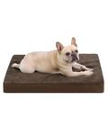 KSIIA Orthopedic Dog Bed Crate Waterproof Pet Mats for Small Dogs Deluxe Plush Washable Pet Bed with Egg Crate Foam & Removable Cover, 23 x 17 Inch, Brown
