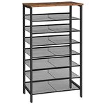 HOOBRO 8-Tier Shoe Rack, Large Capacity Shoe Shelf, Stable and Sturdy, Shoe Storage Organizer with Flat & Slant Adjustable Metal Shelves, for 21-28 Pairs of Shoes, Space Saver, Sturdy BF18XJ01