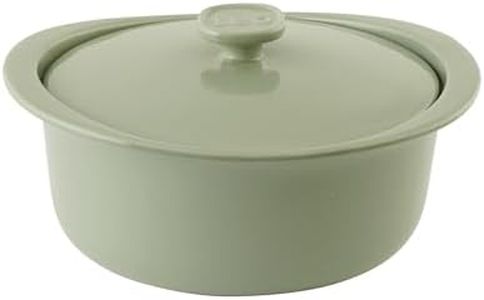 BergHOFF Balance Stone Casserole 9.5" x 9.6" x 4.5”, 4.5qt. With Lid, Round, Safe Grip Handle, Non-porous Ceramic Bakeware, Slow Cook, Even Bake, Oven Safe Up To 464°F, Sage