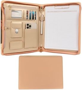 BLU MONACO | Peach Beige Vegan Leather Portfolio Binder for Women | Zipper Portfolio Binder with Gold Trim | Professional Business Portfolio with Zipper for 8.5 x 11 Documents